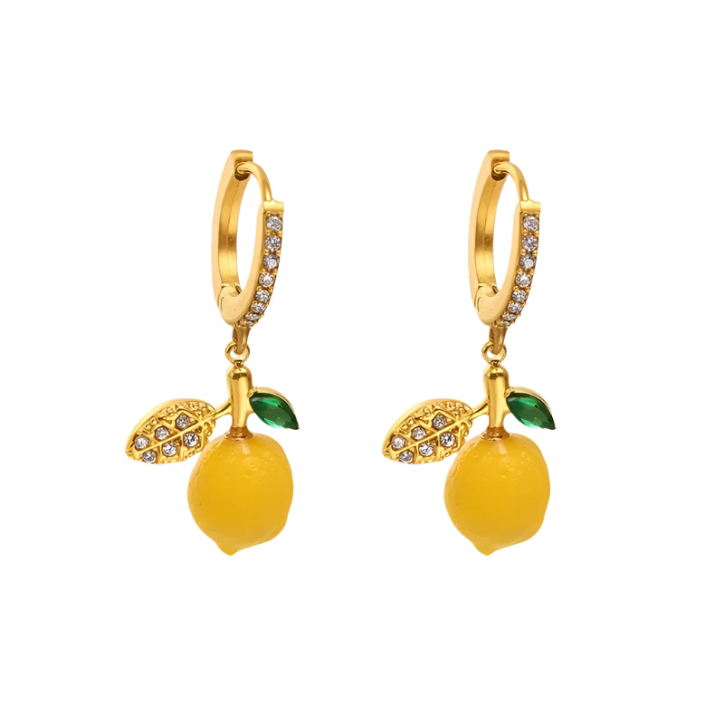 Lemon Fruit Stud Earrings