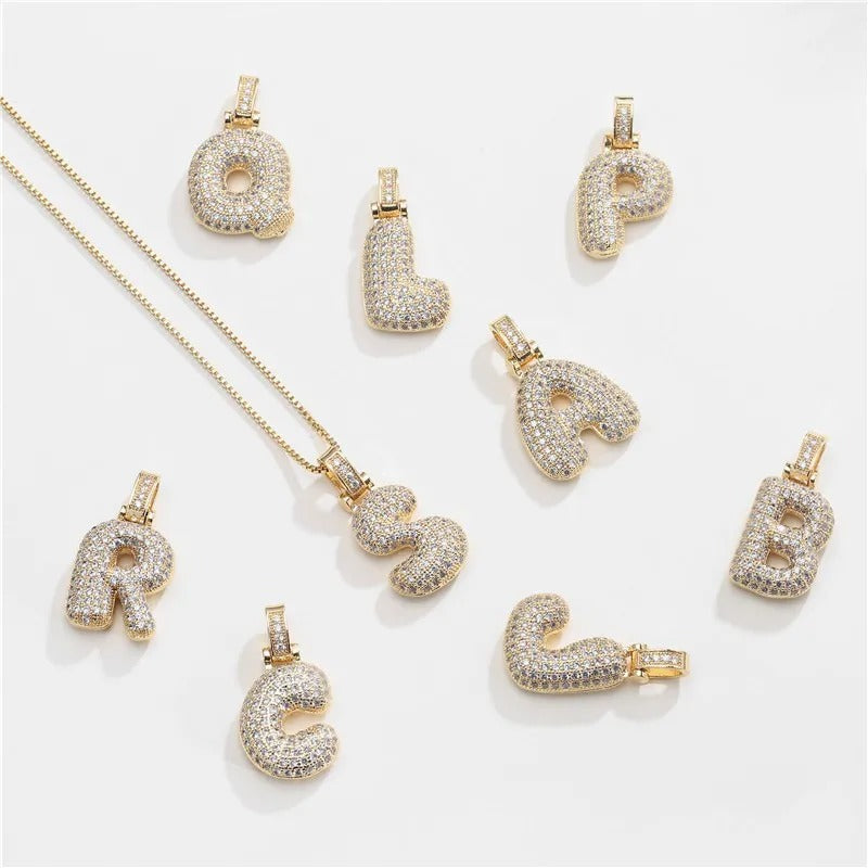 Diamond Bubble Initial Necklace