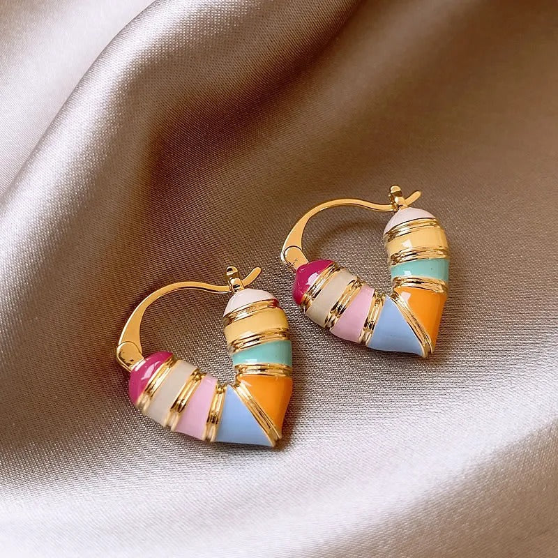 Colorful Heart Ear Buckle Earrings