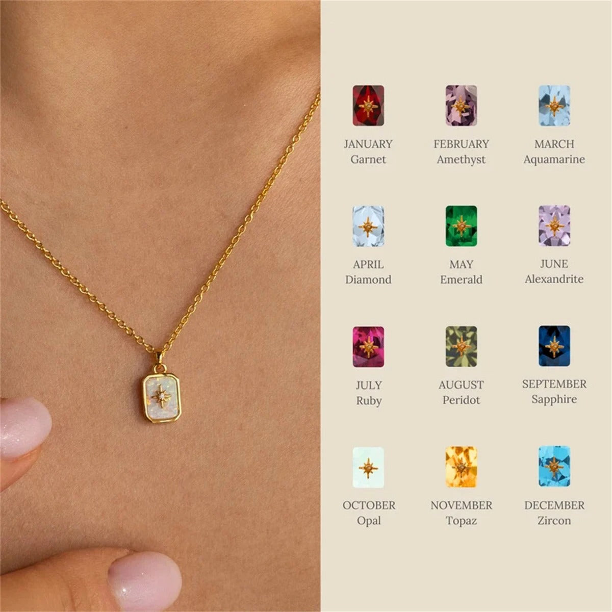 North Star Birthstone Necklace