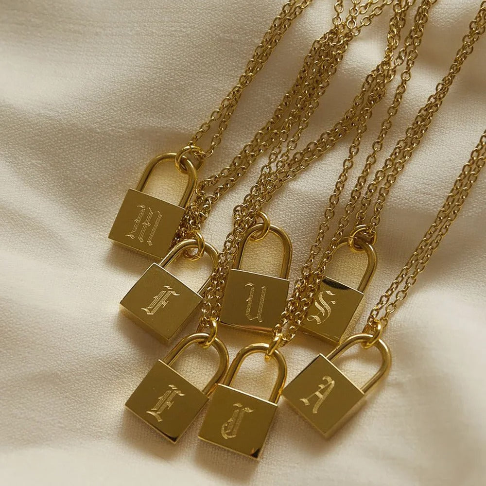 Lock Letter Initial Necklace