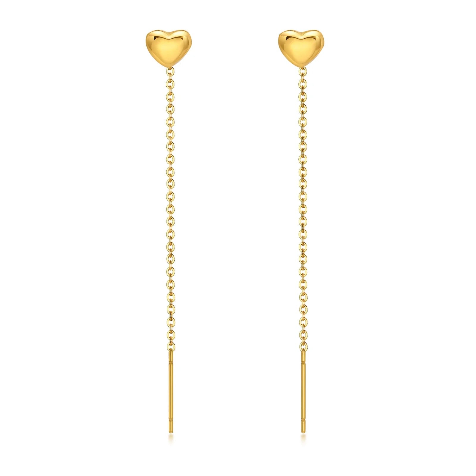 Long Tassel Heart Earrings