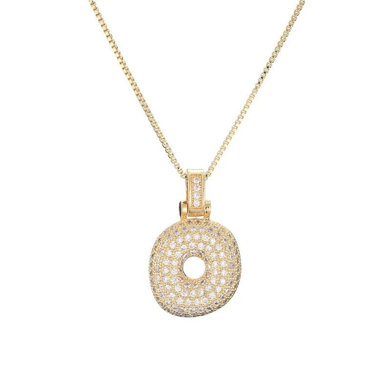 Diamond Bubble Initial Necklace