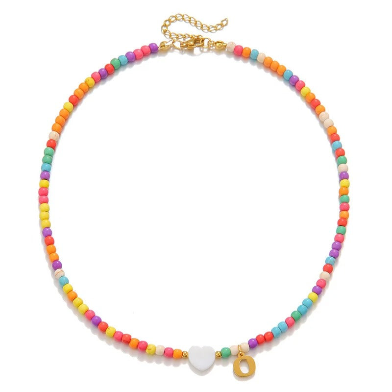 Colorful Initial Heart Necklace