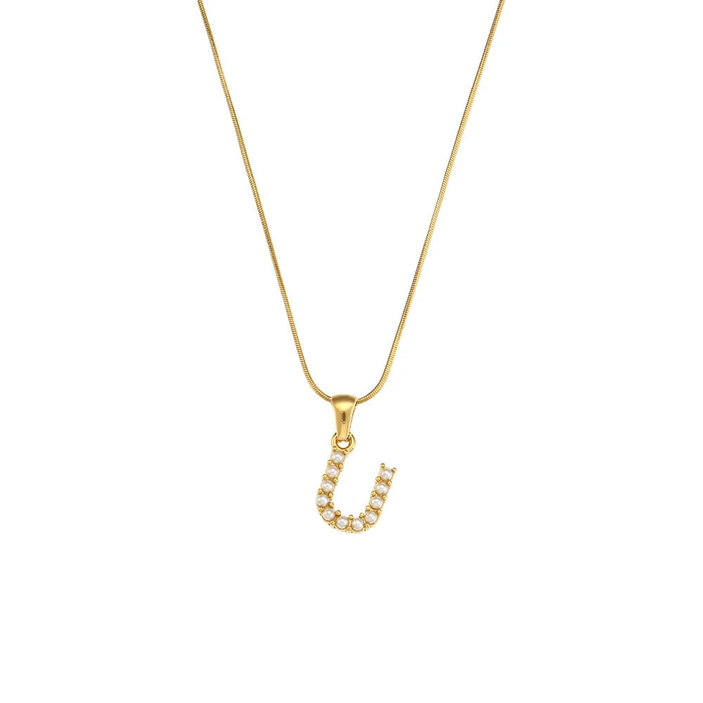 Pearl Letter Initial Necklace