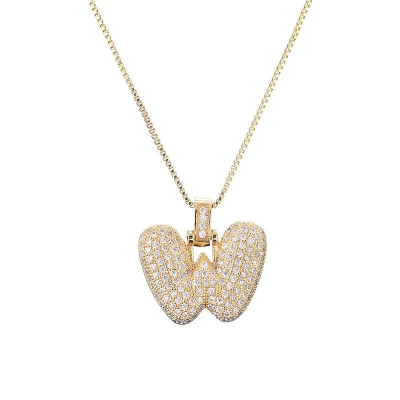 Diamond Bubble Initial Necklace