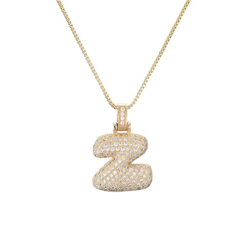 Diamond Bubble Initial Necklace