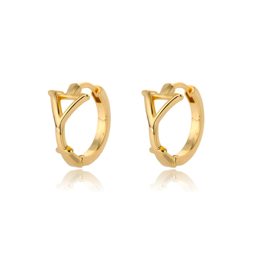 Minimal Initial Letter Stud Earrings