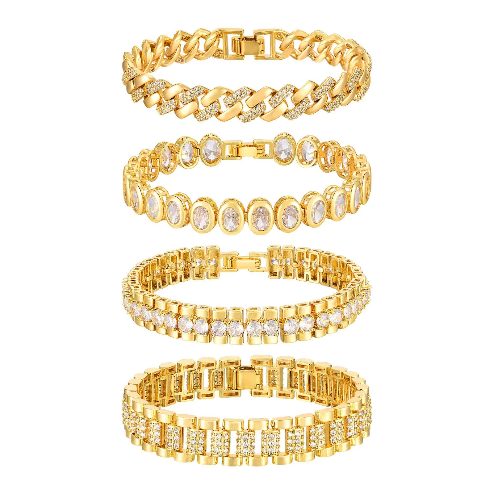 4pc Chunky Link Stackable Bracelet Set