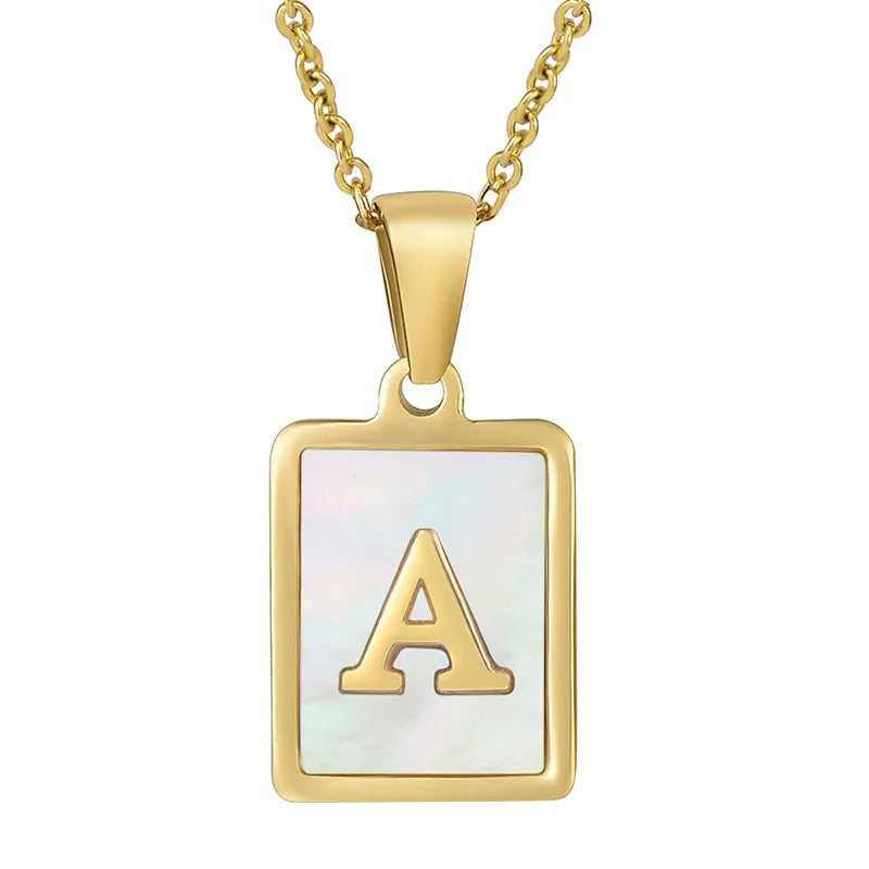 Rectangle Letter Initial Necklace