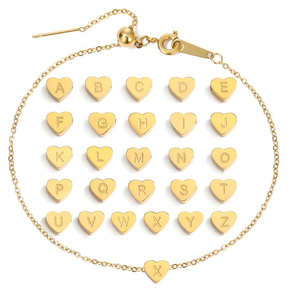 Dainty Initial Heart Bracelet
