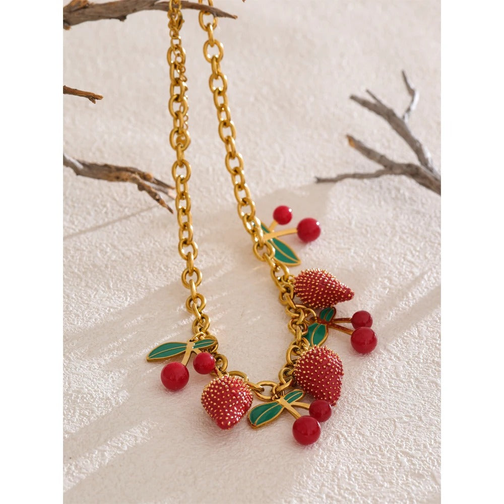 Strawberry Cherry Necklace