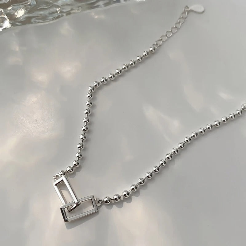 Sterling Silver Geometric Square Beads Bracelet