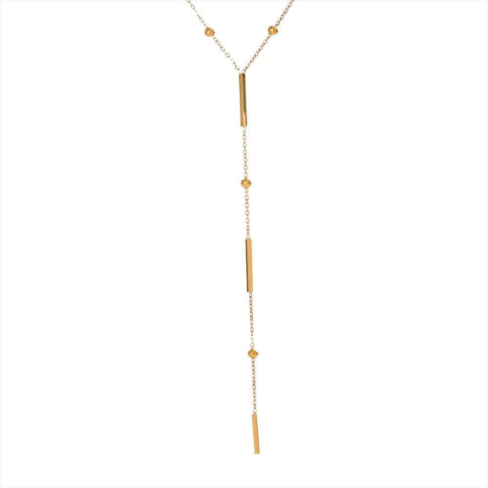 Thin Long Bar Tassel Necklace