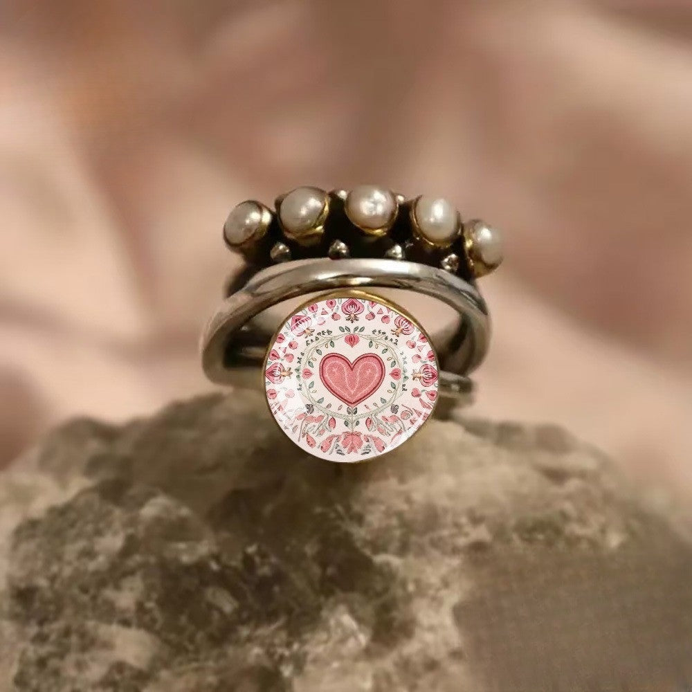Floral Heart Statement Ring