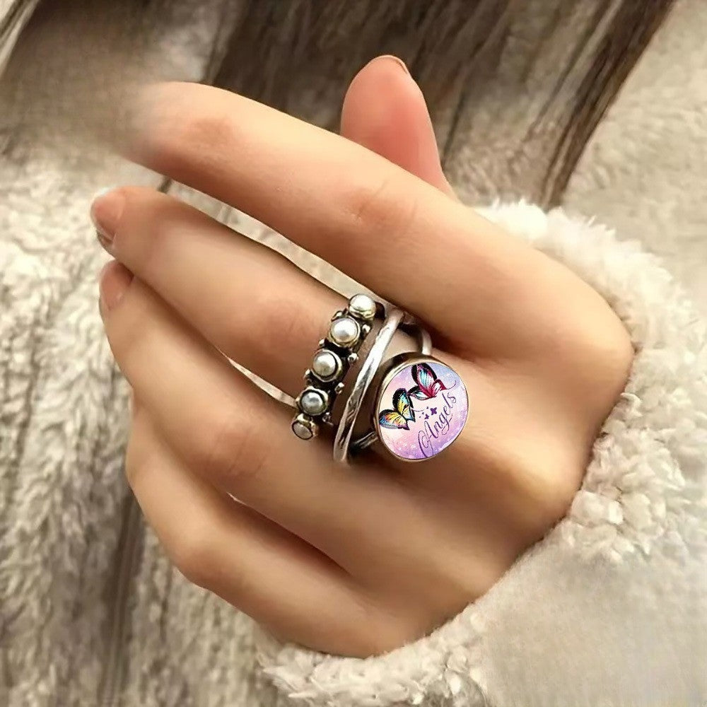 Colorful Butterfly Angel Ring Set