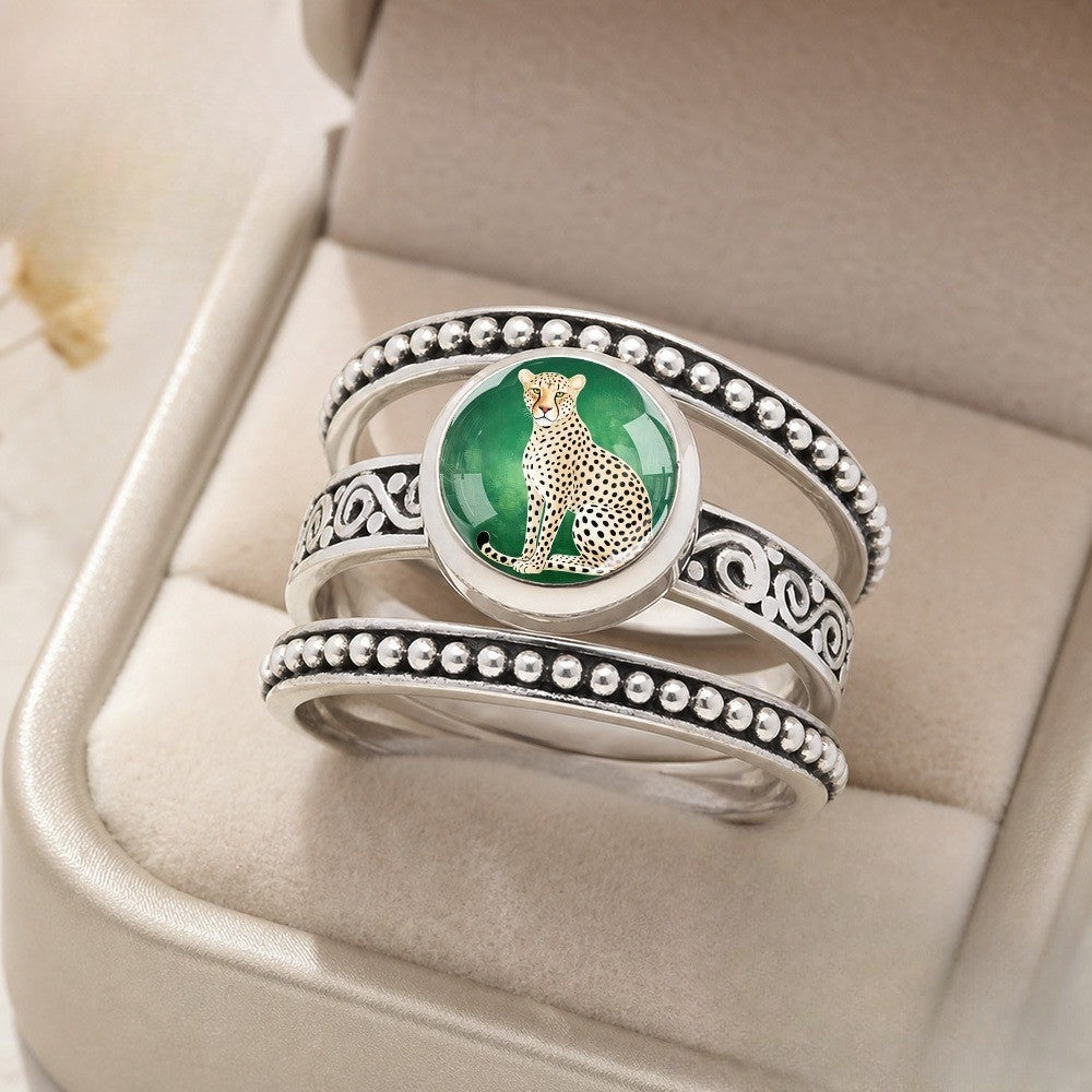 Cheetah Beaded Ring Set