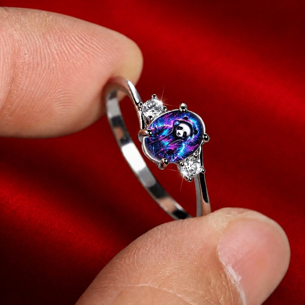 Neon Panda Oval Ring