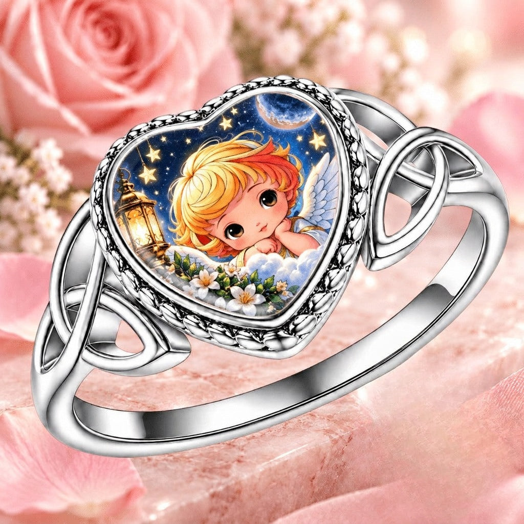 Starry Night Angel Heart Ring