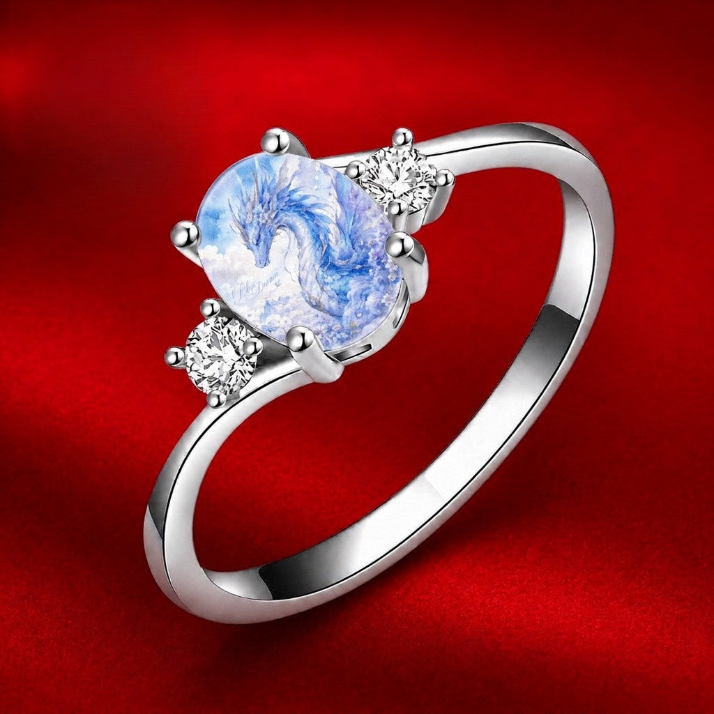Blue Dragon Oval Ring