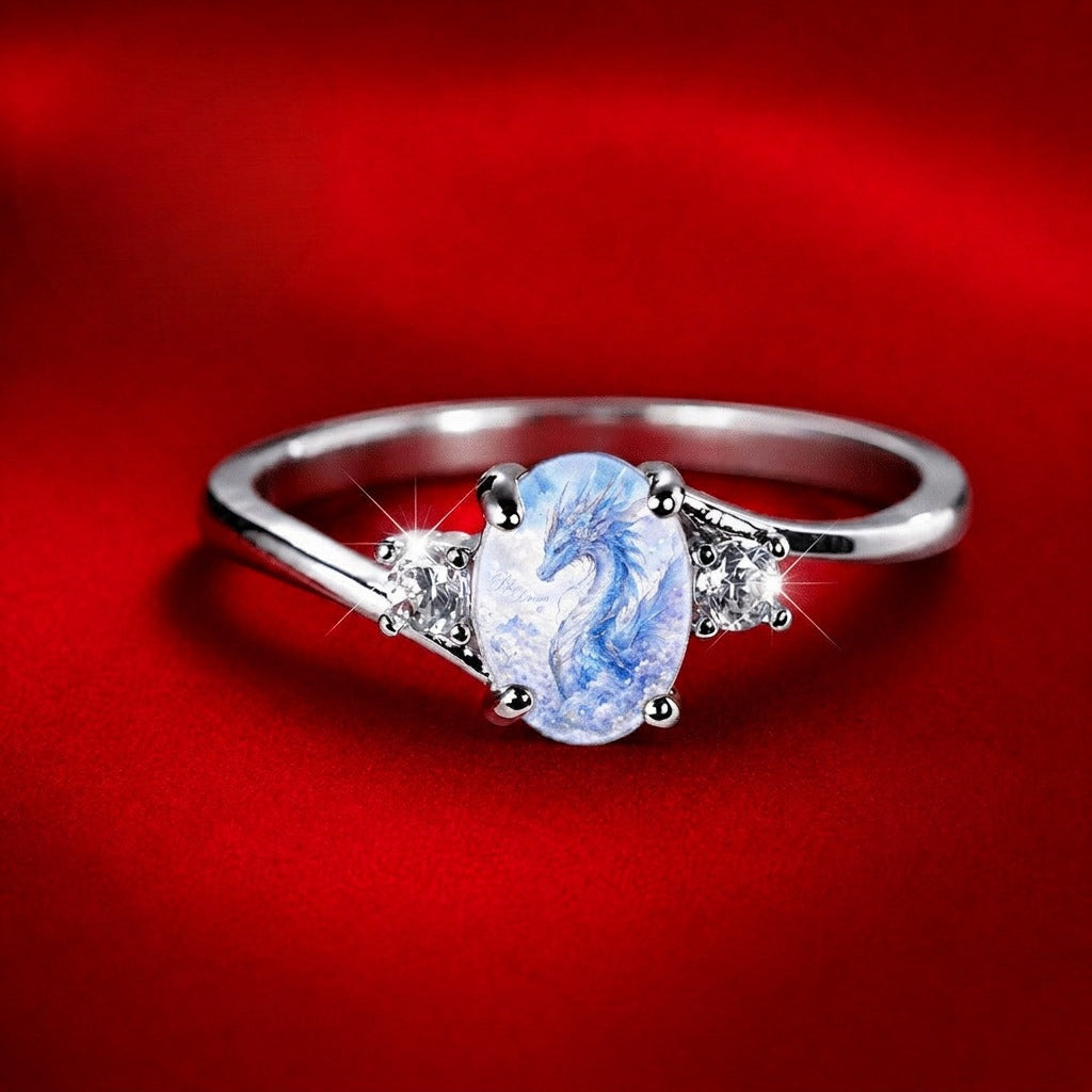 Blue Dragon Oval Ring