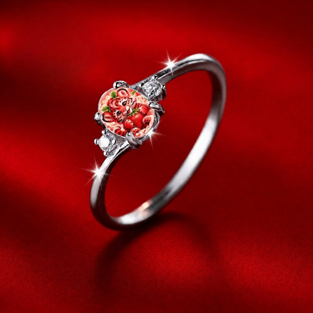 Tiger Cub & Strawberry Heart Ring
