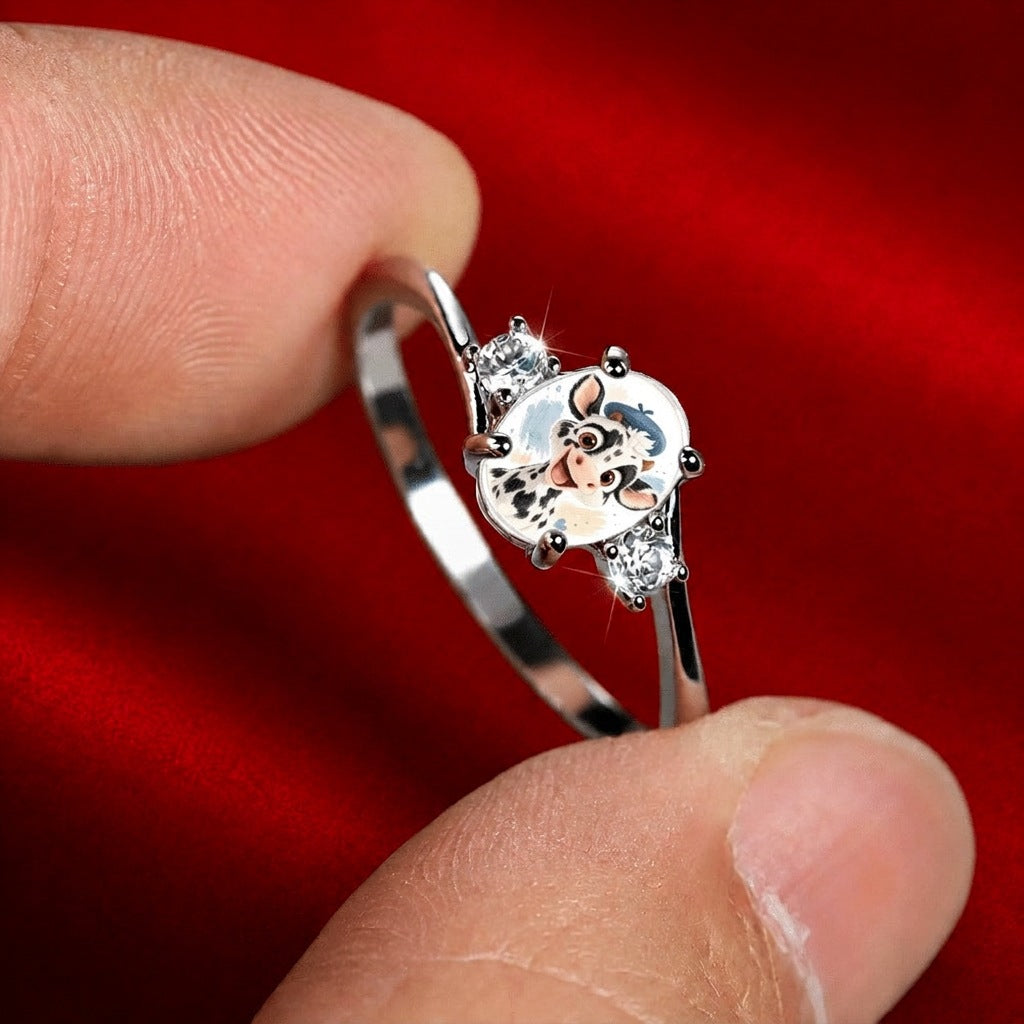 Spotted Calf Portrait Ring
