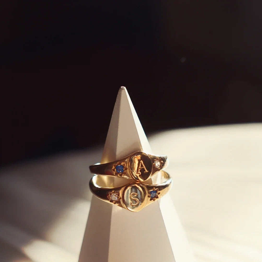 Zircon Initial Signet Ring