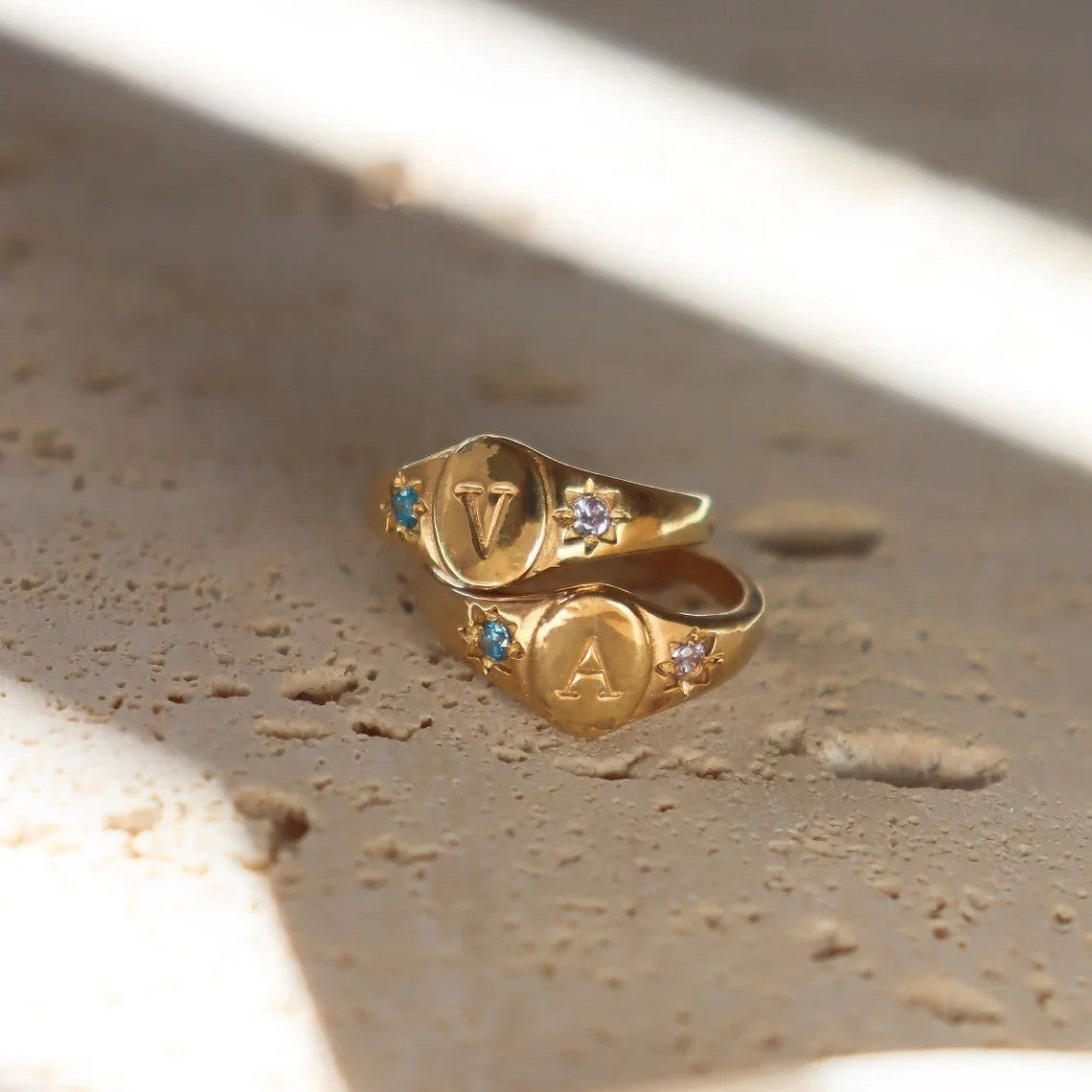 Zircon Initial Signet Ring