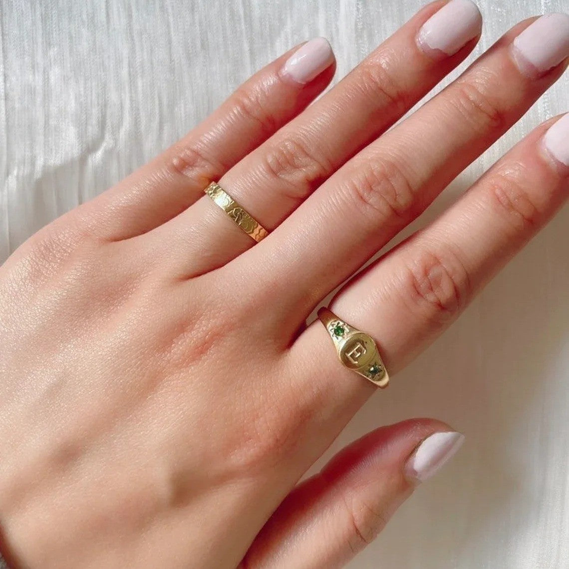 Zircon Initial Signet Ring