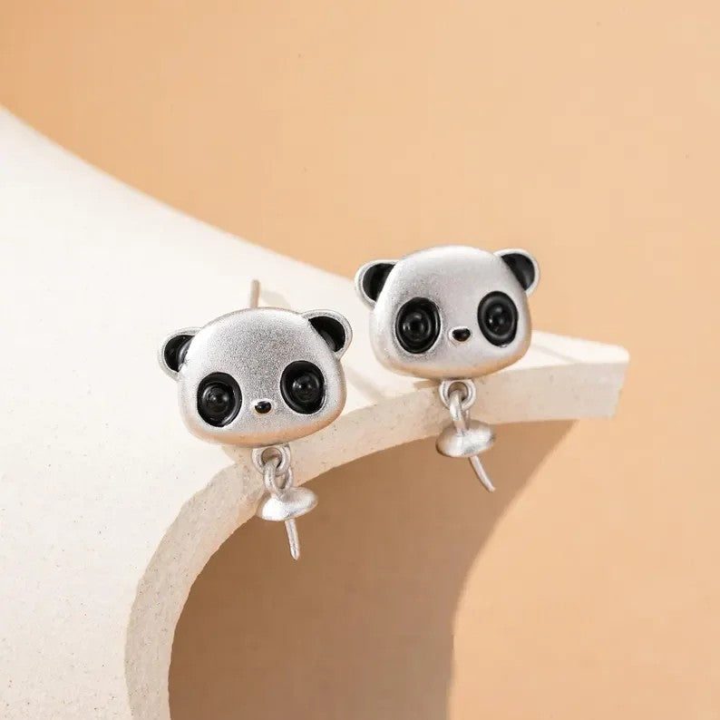 Whiskered Cat Face Stud Earrings