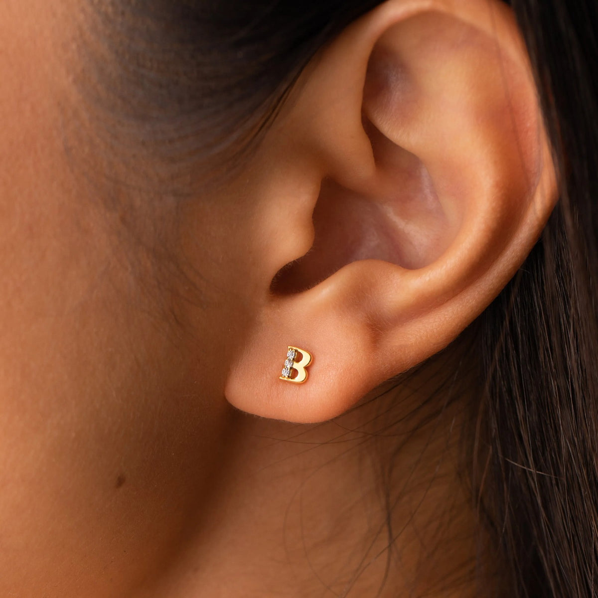 Pave Initial Letter Stud Earrings