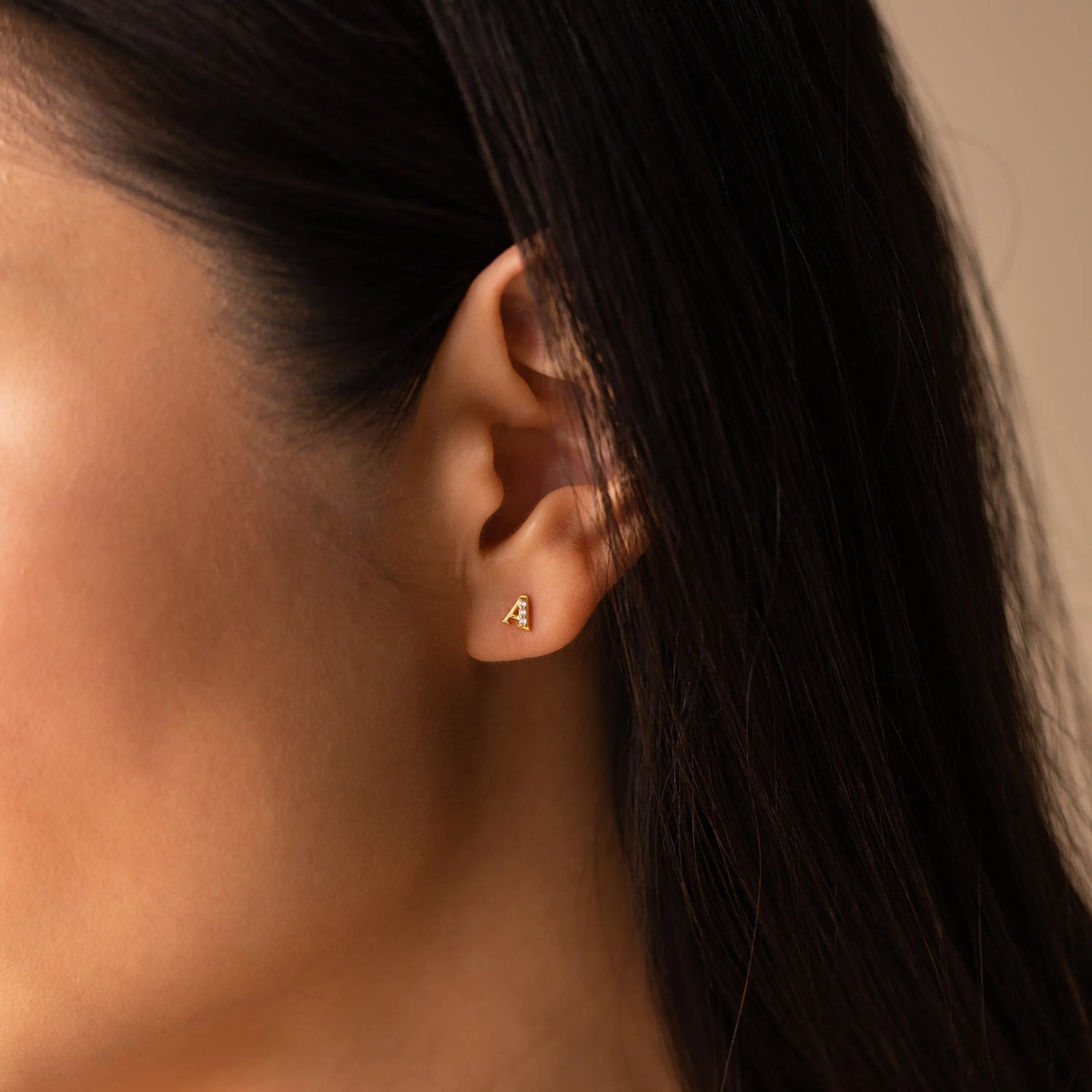 Pave Initial Letter Stud Earrings