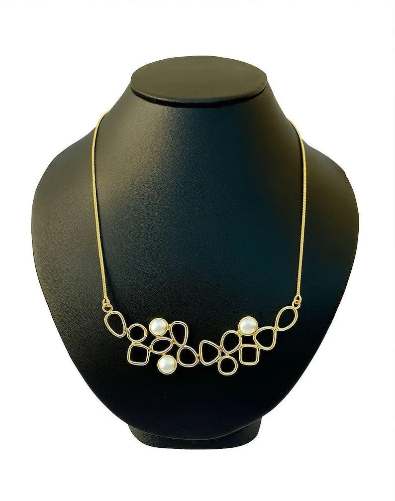 Open Loop Pearl Statement Necklace