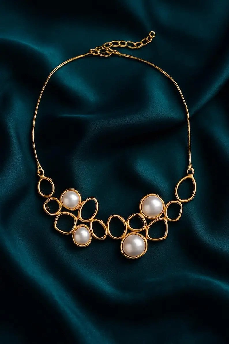 Open Loop Pearl Statement Necklace