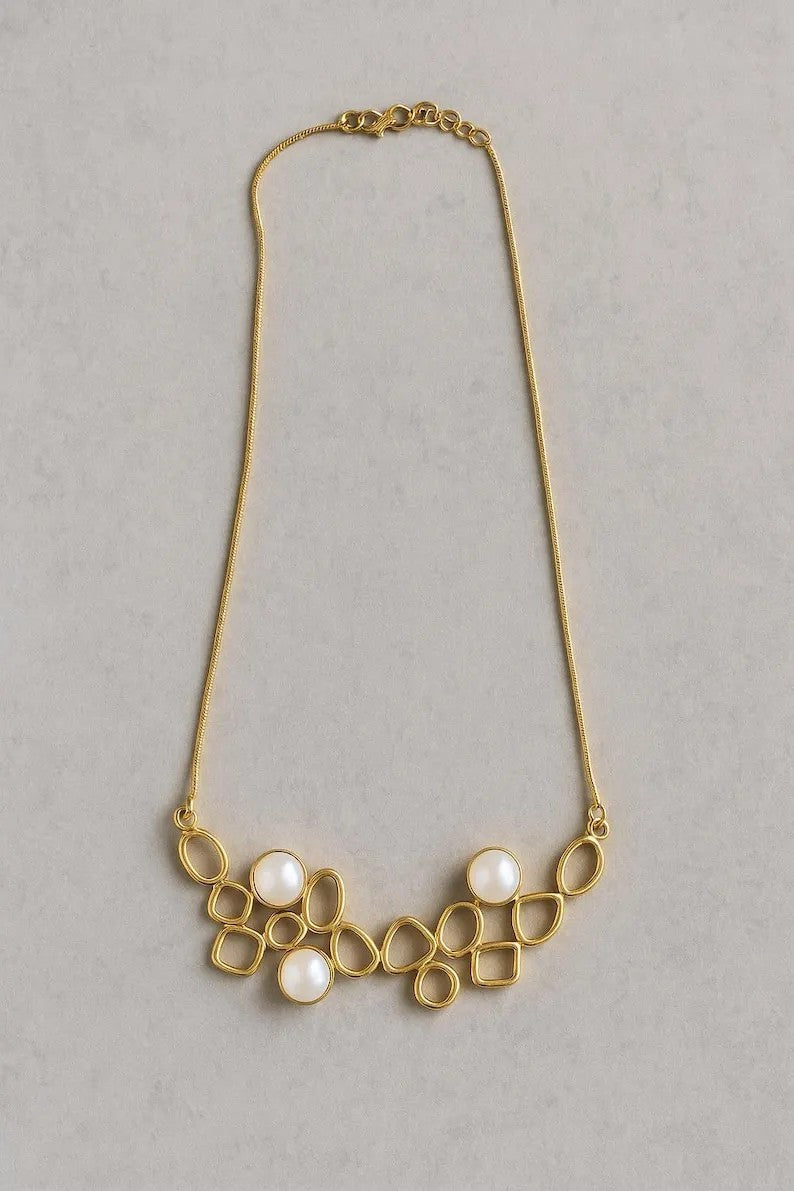 Open Loop Pearl Statement Necklace