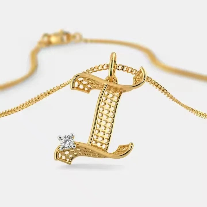 Lattice Initial Letter I Pendant
