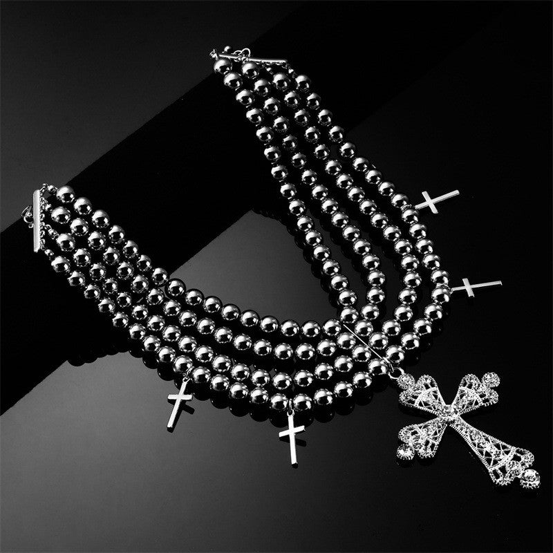 Multi-Layer Cross Bead Necklace