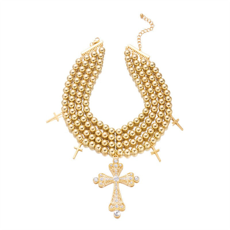 Multi-Layer Cross Bead Necklace