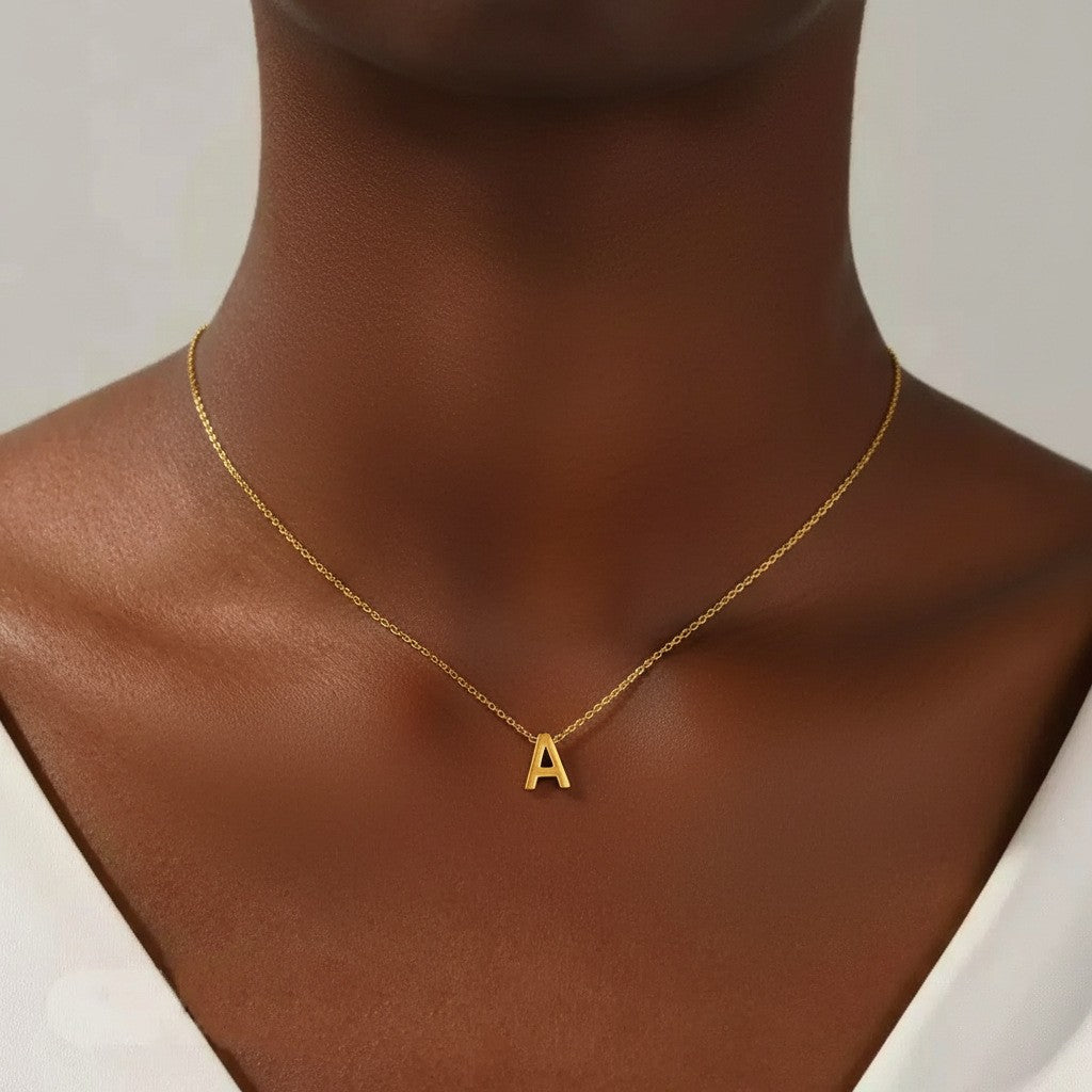 Mini Block Letter Initial Necklace