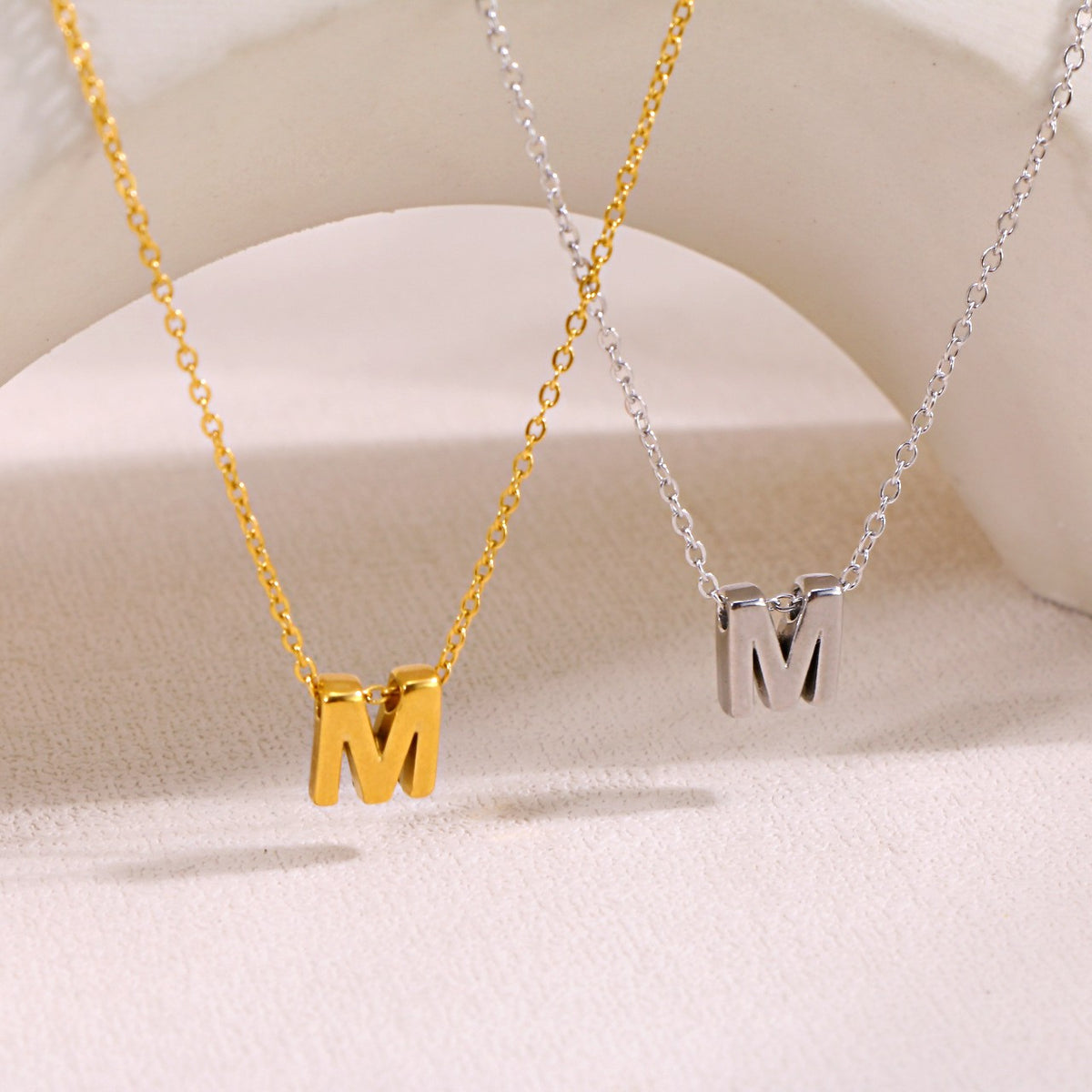 Mini Block Letter Initial Necklace