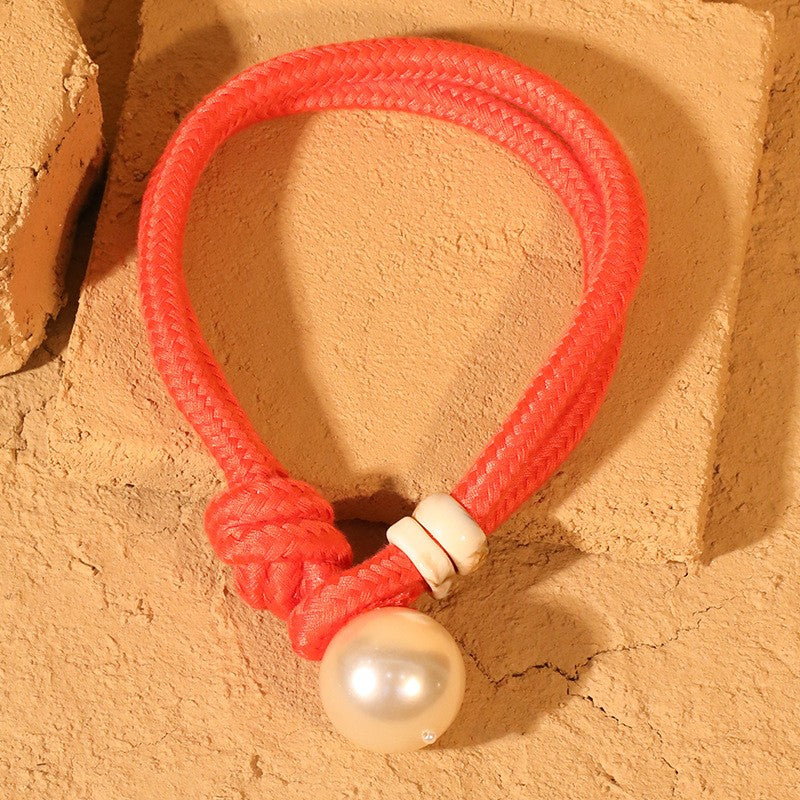 Braided Cord Pearl Knot Necklace