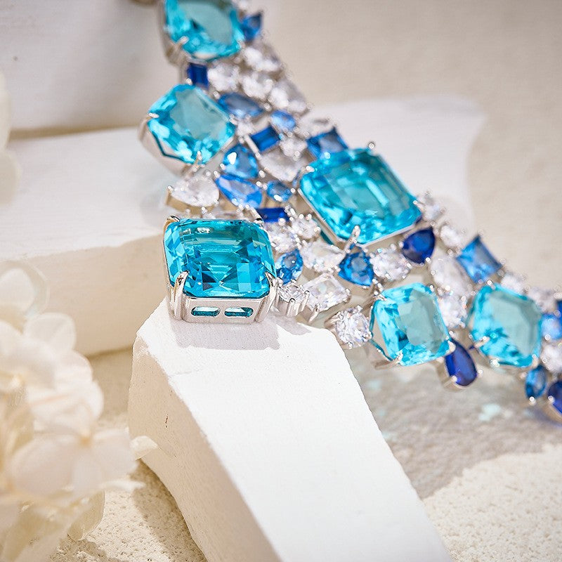 Blue Crystal Statement Necklace