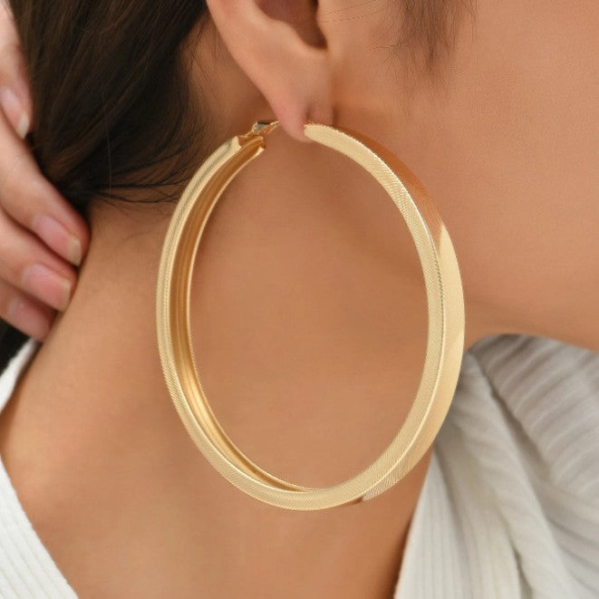 Textured Gold-Tone Hoop Earrings