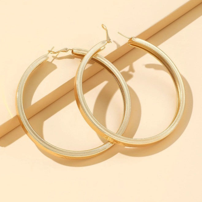 Textured Gold-Tone Hoop Earrings