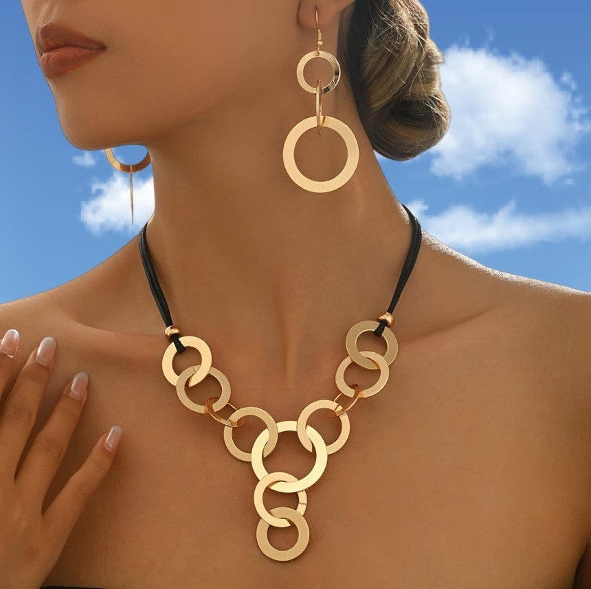 Interlocking Circle Necklace & Earring Set