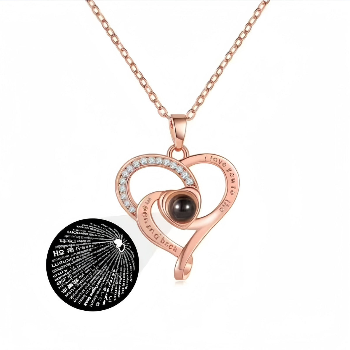 Intertwined Heart Projection Necklace