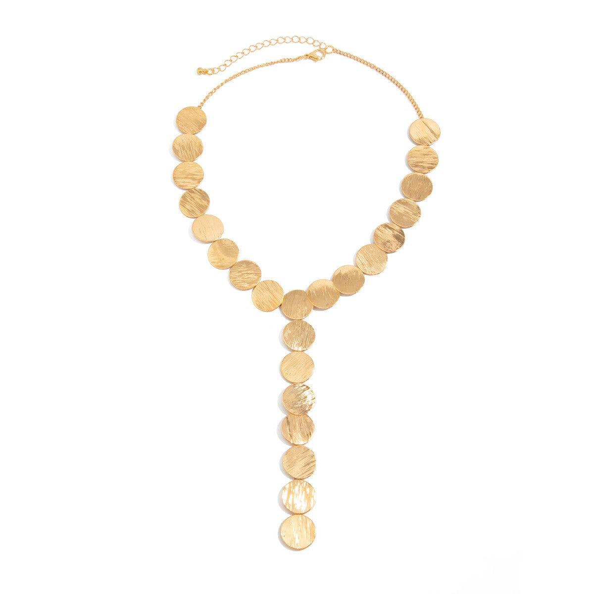 Brushed Disc Y-Necklace & Earring Set