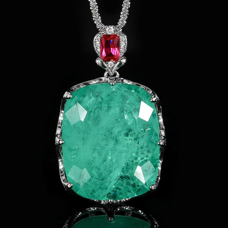 Green Square Stone Necklace & Ring Set