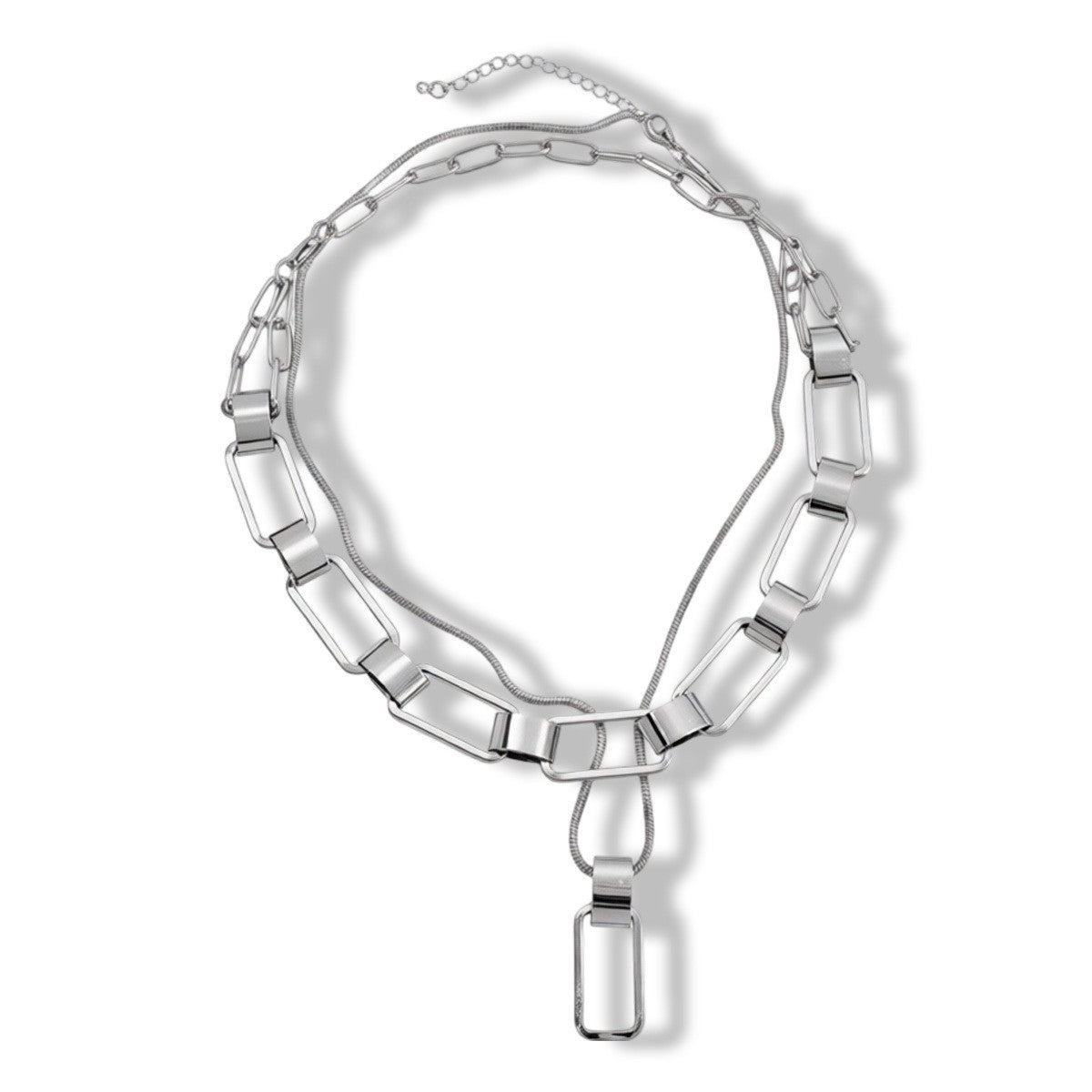 Geometric Open Rectangle Necklace & Bracelet Set